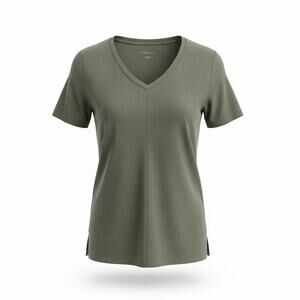 J. Jill Olive Green Pima Short Sleeve V-Neck T-Shirt Women's Large